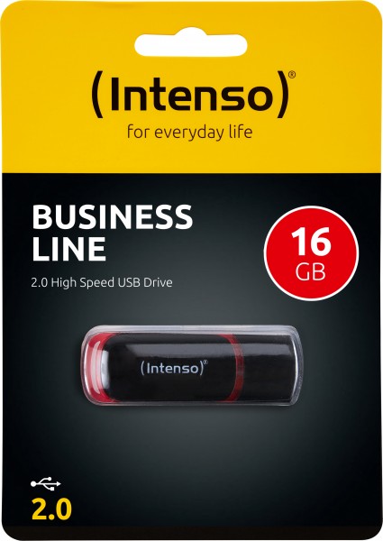 Intenso USB 2.0 Stick 16GB, Business Line, sort (R) 28MB/s, (W) 6,5MB/s, udtrækkelig, detailblister