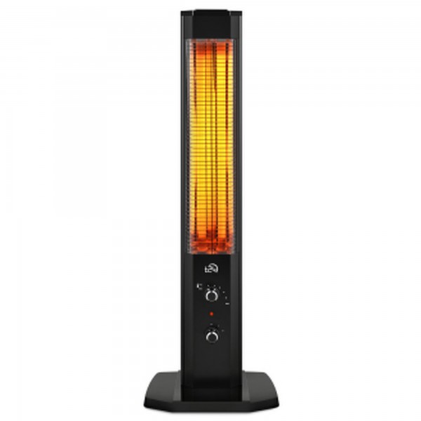 T24 varmelegeme med termostat, energibesparende, justerbar 600-1200W, varme i sort