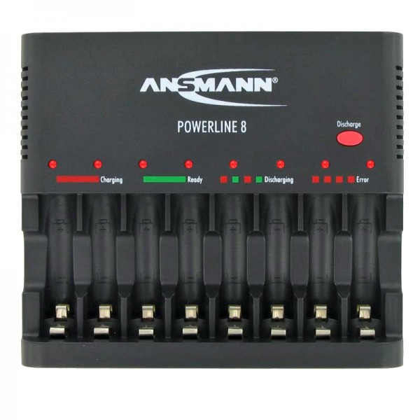 Ansmann Powerline 8 til 1-8 AA / AAA batterier og USB opladningsstik 1001-0006