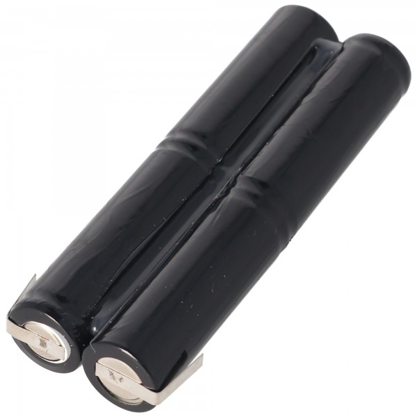 4,8 volt batteripakke NiMH 1400mAh cellearrangement L2x2 4x 4 / 5AA batterier, med loddetapper, dimensioner 87x29x15mm
