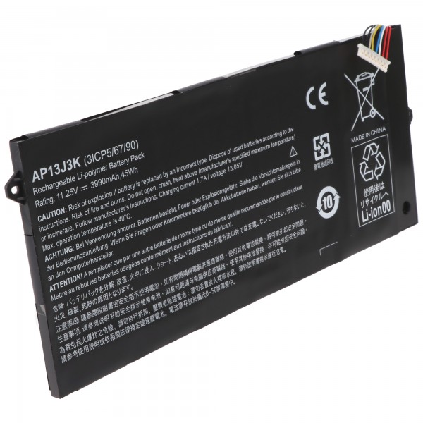 Batteri passer til ACER Chromebook 11 C720, C740, Li-Polymer, 11.4V, 3920mAh, 44.7Wh