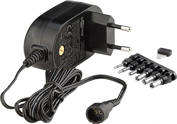 Goobay universal strømforsyning (3V-12V maks. 18W / 1,5A) - inkl. 6 DC adaptere