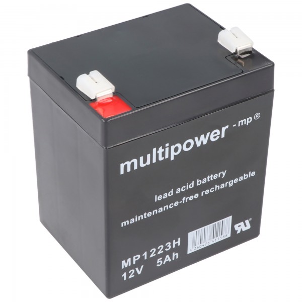 Multipower MP1223H højstrøms blybatteri med Faston 6.3mm stikkontakt