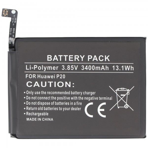 Batteri passer til Huawei P20 Li-Polymer batteri 3.85 Volt med 3400mAh