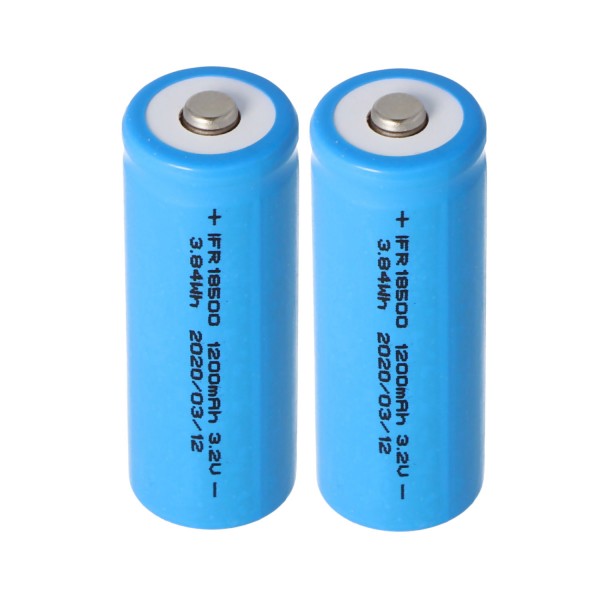 2 stykker batteri egnet til Duracell solar lithiumphosphat batteri 18500 Li-FePo4 med 3,2 volt og 1000mAh, 17,5x48mm