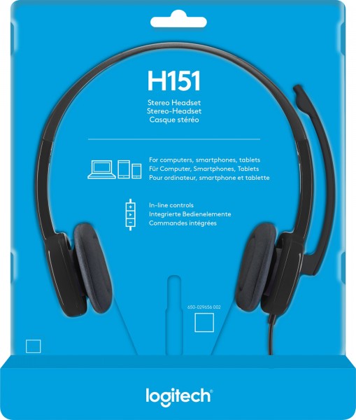 Logitech Headset H151, audio, stereo sort, detail