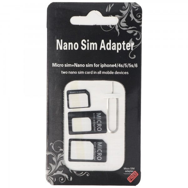 SIM-adapter fra Nano SIM til SIM-kort format