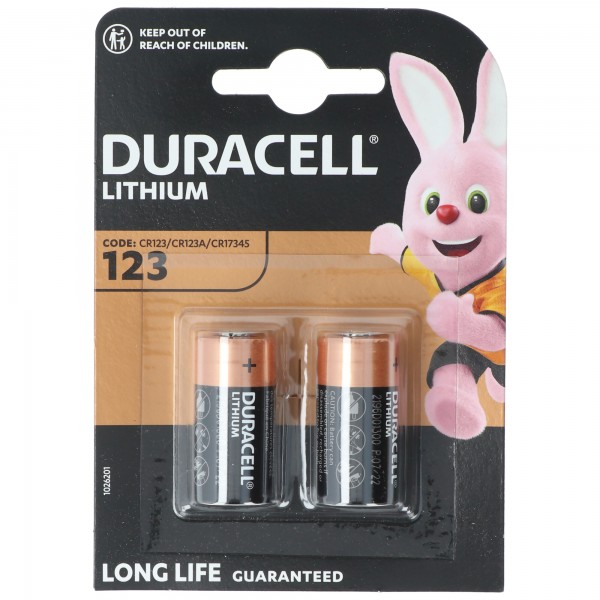 Duracell fotobatteri CR123A Ultra Lithium 3 Volt med 1400mAh i 2er Blister