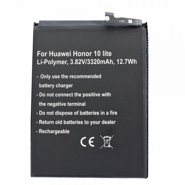 Batteri passer til Huawei Honor 10 lite, Li-Polymer, 3,82V, 3320mAh, 12,7Wh, indbygget, uden værktøj