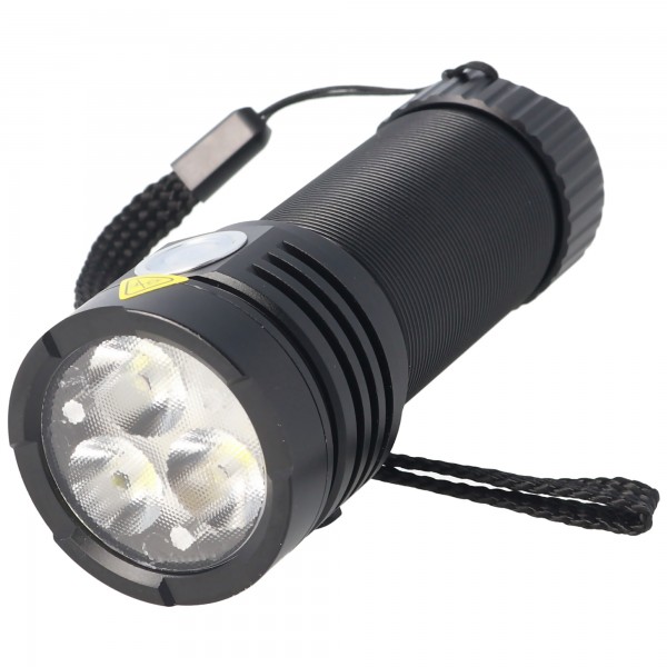 LED lommelygte med lang rækkevidde inklusive batteri, med håndrem