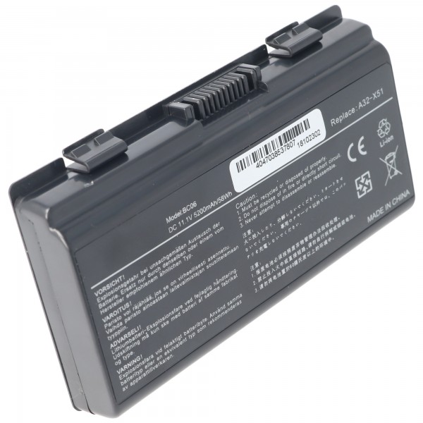 Udskiftning batteri passer til Asus A32-X51 batteri ASUS T12, X51H, 5200mAh