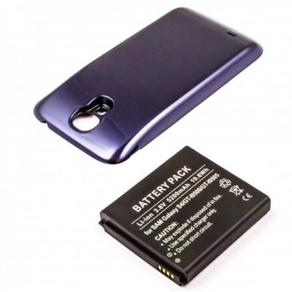 Samsung Galaxy S4, GT-I9500 5200mAh replikabatteri med blåt tilbehørslåg og NFC