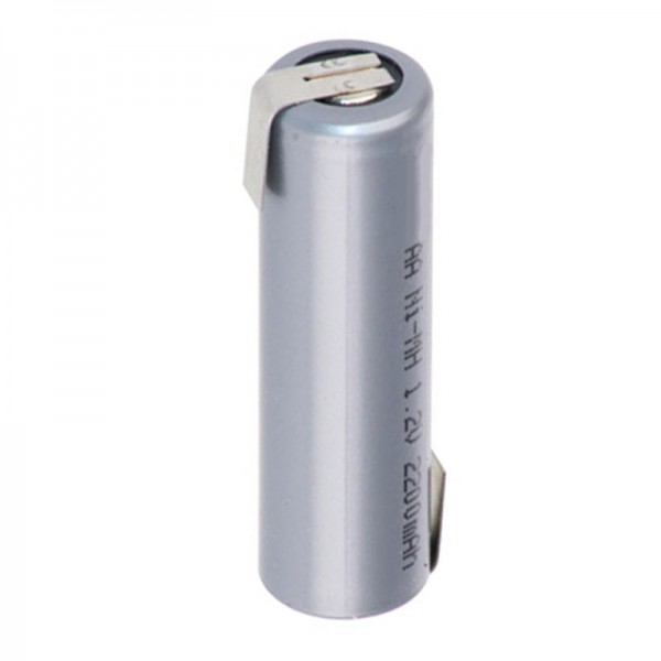 Mignon AA genopladeligt batteri 1,2 Volt 1600mAh Flat-Top 49,5 x 14,5mm NiMH genopladeligt batteri med loddebolte i Z-form