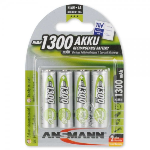 Ansmann NiMH batteri Mignon 1300mAh, 4-dels blister