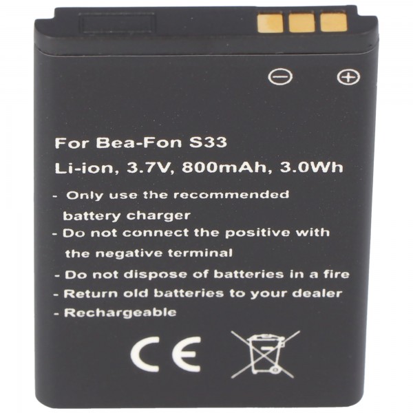 Batteri passer til Bea-Fon S33 3.7 Volt 800mAh Li-ion batteri