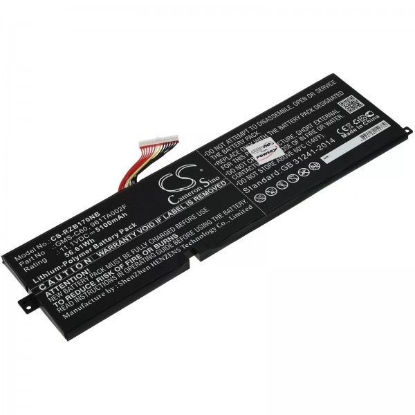 Batteri passer til gaming laptop Razer Blade Pro 17 2012, type GMS-C60 og andre - 11.1V - 5100 mAh
