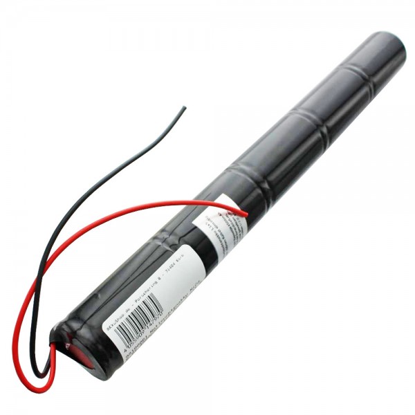 Nødlys batteri NiCd 6,0V 4500mAh L1x5 Mono D med 200mm kabel på den ene side