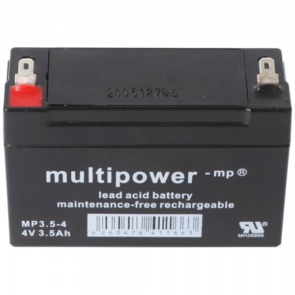 Multipower MP3.5-4 4V 3.5Ah blybatteri AGM blygelbatteri