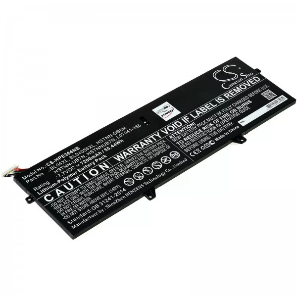 Batteri egnet til bærbar HP Elitebook x360 1040 G5, type BL04XL osv. - 7.7V - 7200 mAh