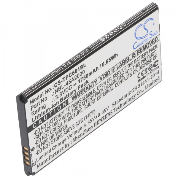 Batteri til Neffos C5L og andre som NBL-45A2000, 1750mAh
