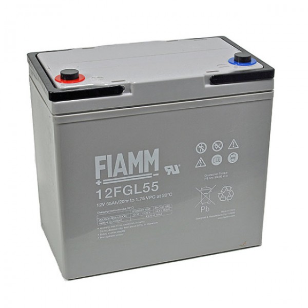 Fiamm 12FGL55 blybatteri med M6 skruetilslutning 12V, 55000mAh
