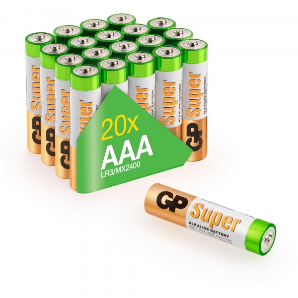 AAA mikrobatteri GP Alkaline Super 1.5V 20 stk