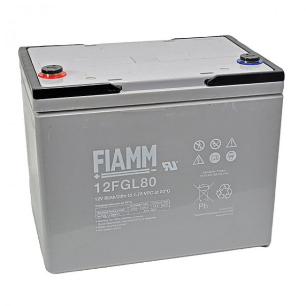 Fiamm 12FGL80 blybatteri med M8 skruetilslutning 12V, 80000mAh