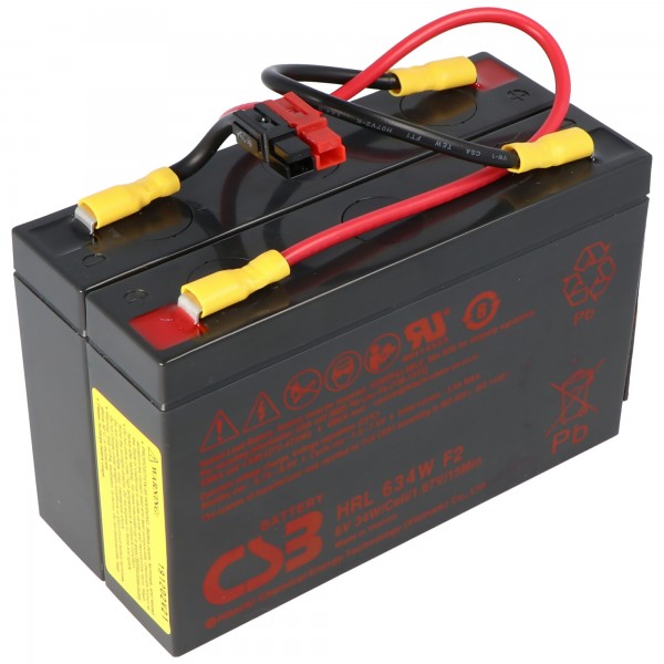 APC RBC18 SCD18 UPS batterisæt passer til APC UPS PS250, PS250i, PS450, PS450i, PS450i1U, formonteret med kabel og stik 302x102x36mm