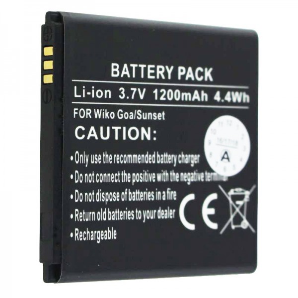 AccuCell batteri passer til mobiltelefonbatteriet Wiko Goa, Wiko Sunny, Solnedgang batteri S104-K42000-014, Wiko 2502