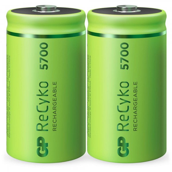 D Mono batteri GP NiMH 5700 mAh ReCyko 1.2V 2 stk