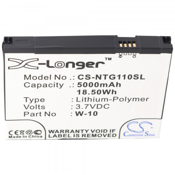 Batteri passer til Netgear MR1100, Netgear 308-10019-01, Netgear W-10, W-10A, Netgear NightHawk M1, 1ICP4 / 54 / 72-2 3,7 Volt 5000 mAh 78,5 mm x 62,25 mm x 9,3 mm