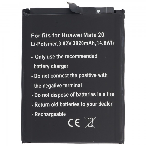 Batteri passer til Huawei Mate 20, Li-Polymer, 3.82V, 3820mAh, 14.6Wh, indbygget, uden værktøj