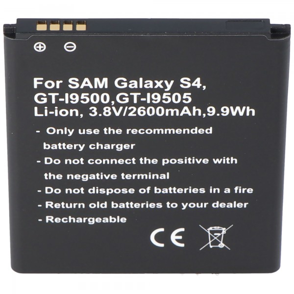 Replica batteri passer til Samsung Galaxy S4 Galaxy S4 Active Galaxy S4 LTE +, GT-I9295, GT-I9500, GT-I9505, GT-i9515