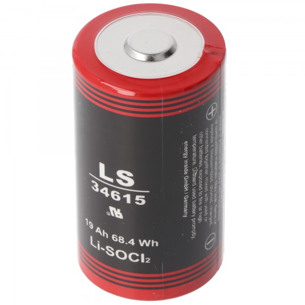 ER34615 Litiumbatteri D Mono 3.6 Volt 19000mAh med bred positiv pol min. 0,8 cm, maks. 11,5 mm