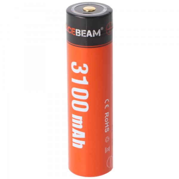 AceBeam 18650 Li-Ion batteri, ARC18650H-310A, 3,6V, 3100mAh, med mikro USB-opladningsport