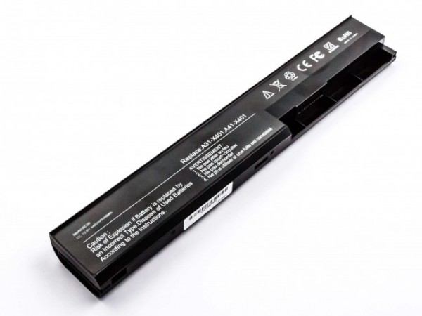 Batteri passer til ASUS F301, A31-X401, Li-ion, 10,8V, 4400mAh, 47,5Wh, sort