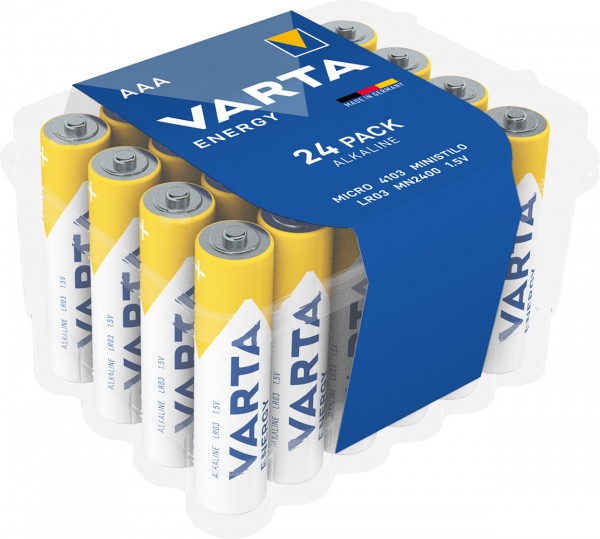 Varta Energy Alkaline Batteri, Micro, AAA, LR03, 1,5V Pakke med 24 stk.