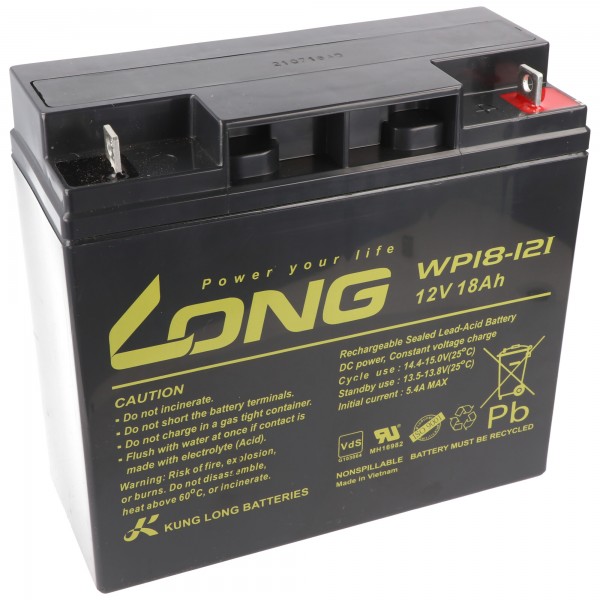 Kung Long Batteri WP18-12I 12 Volt 18 Ah 181x76x167mm M5 Flatpole