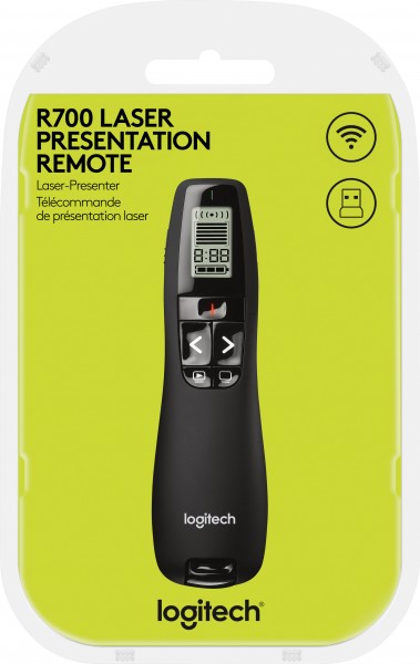 Logitech Presenter R700, trådløs, sort laser, 6 knapper, inkl. batteri 2x AAA, detailhandel