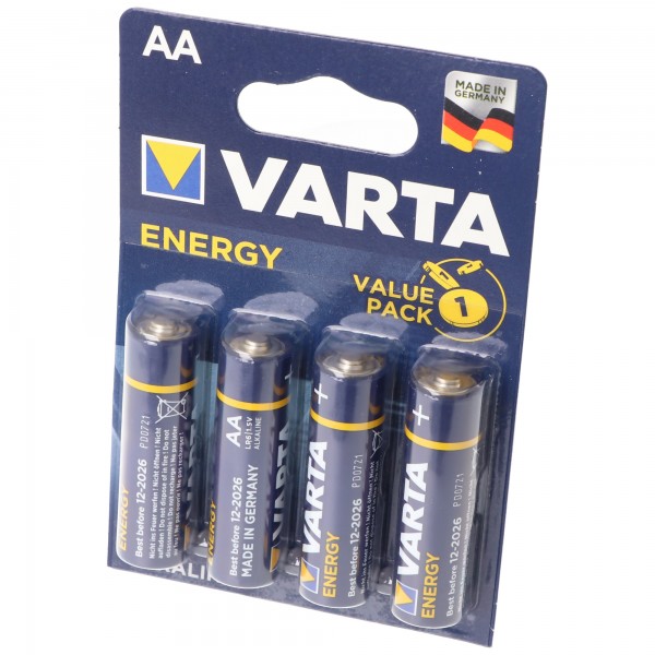 Varta Energy alkalisk batteri, mignon, AA, LR06, 1,5V, pakke med 4 stk.