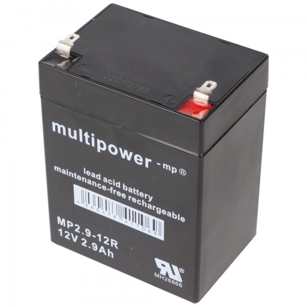 MultiPower MP2,9-12R Blybatteri med Faston 4.8mm 12V, 2900mAh