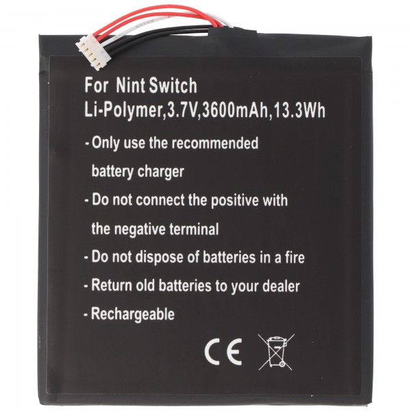 Batteri passer til Nintendo Switch, Li-Polymer, 3.7V, 3600mAh, 13.3Wh
