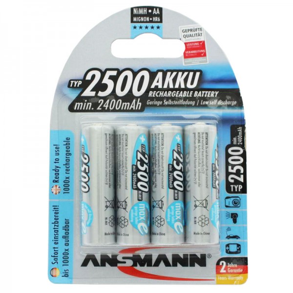 Ansmann maxE Mignon AA 2500mAh batteri i 4 blister