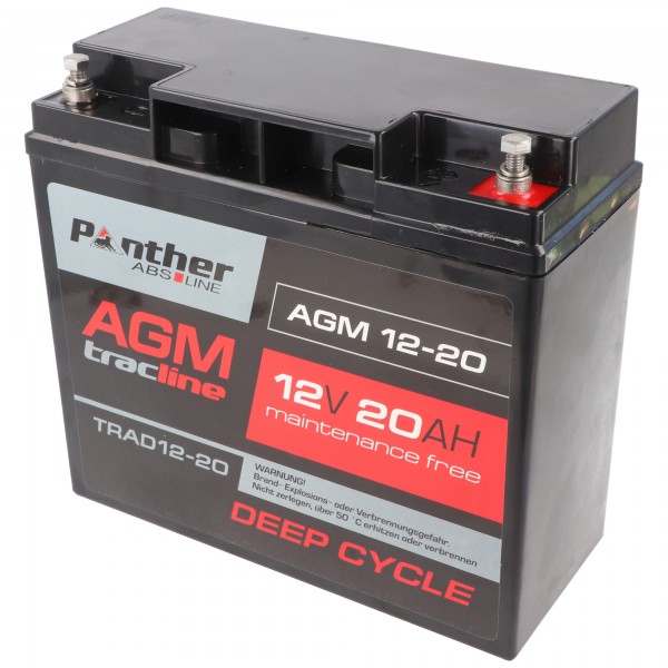 Panther tracline AGM Deep Cycle 12V 20Ah blybatteri AGM blygelbatteri