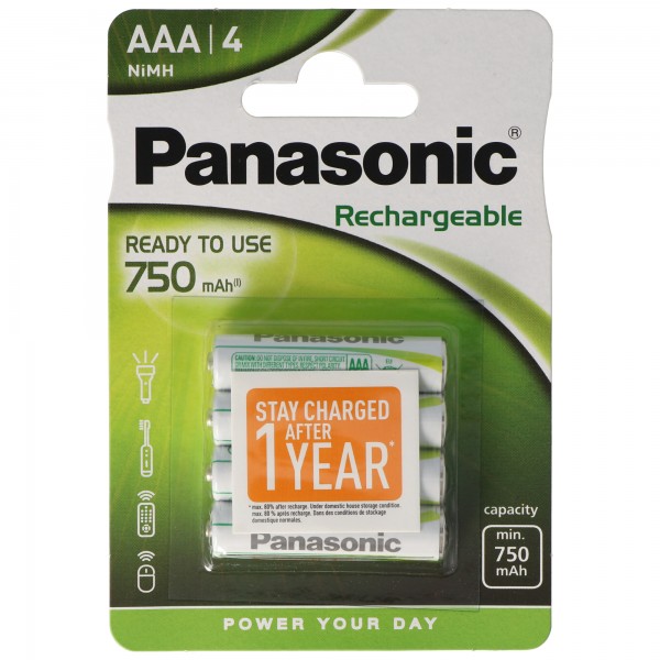 Panasonic Evolta Batteri Micro AAA Klar til at bruge 4-Pack HHR-4MVE / 4BC
