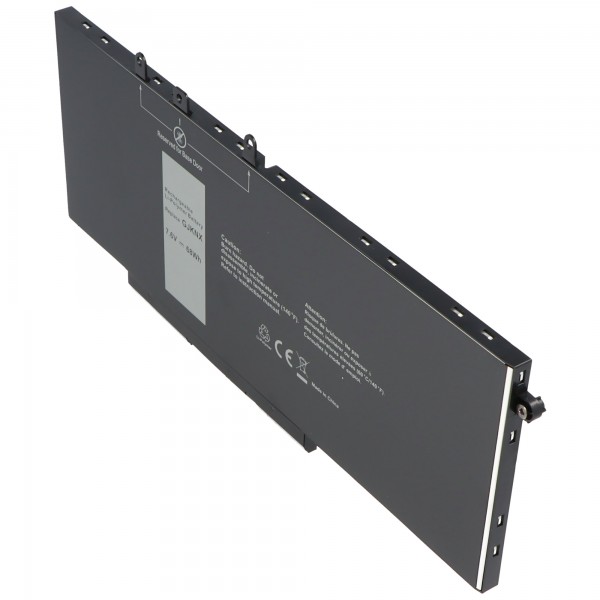 Batteri passer til Dell Latitude 5480, 5490, Li-Polymer, 7.6V, 8950mAh, 68Wh, indbygget, uden værktøj