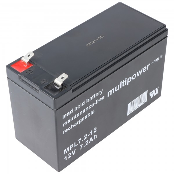 Multipower MPL7.2-12 12V 7.2Ah blybatteri med lang levetid AGM blygelbatteri