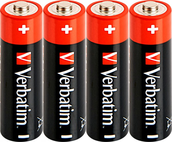 Verbatim Battery Alkaline, Mignon, AA, LR06, 1,5V Premium, Shrinkwrap (4-Pack)