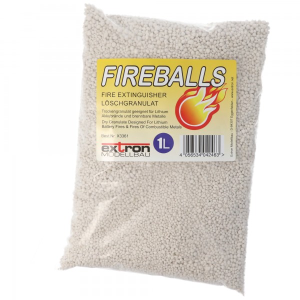 Fireballs Brandslukningsgranulat til lithiumbatterier, brandbeskyttelse, slukningsmiddel 1 liter