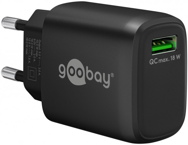 Goobay USB-hurtigoplader QC 3.0 (18 W) sort - 1x USB-A-port (Quick Charge 3.0) - sort